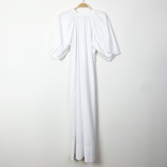Madewell Tie-Waist Button-Front Midi Dress‎ in Poplin White Size Small NWT - Picture 4 of 14